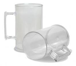 Caneca de Chopp 500 ml Personalizada Acrílico  Branco e Transparente   