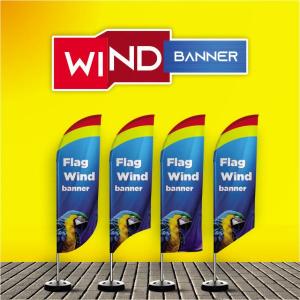 WIND BANNER G 3.0m x 0.65m Dupla-Face | Impressão FLUOR Ultra-HD Base Redonda Preta Tecido TecnoSport 100% Sintético FACA | PENA | VELA | ÂNGULO Estrutura de Alumínio Desmontável 300X65 4X4  Formato Faca 